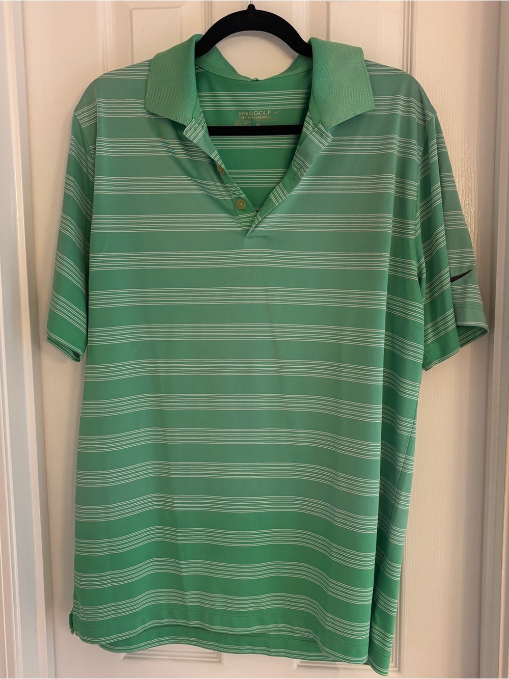 Nike Golf Green Striped Polo | Large